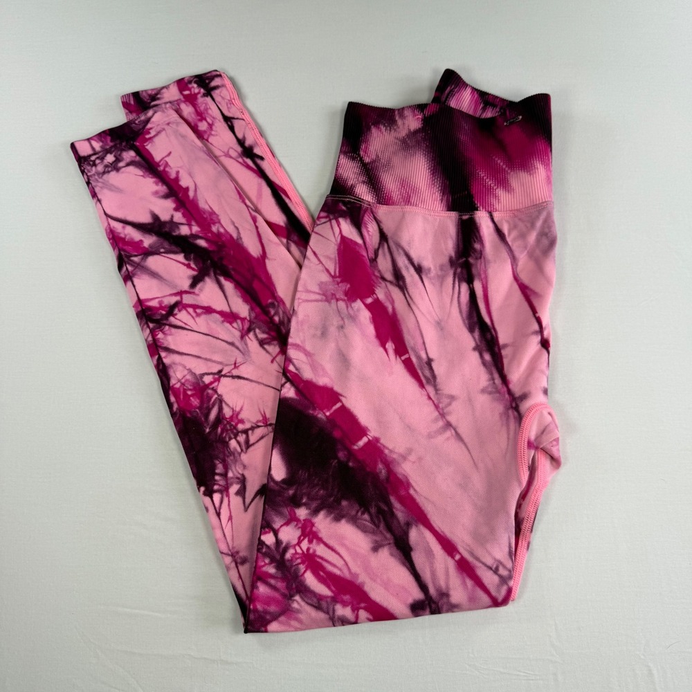 Pink Active Victorias Secret Tie Dye Seamless High Waist Leggings Pink Purple S